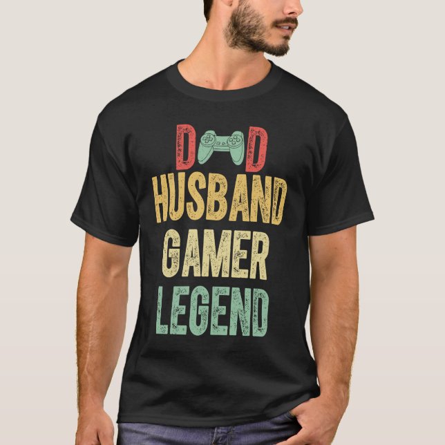 Camiseta Funny Gamer Dad Husband Gamer Legend Gaming Mens V (Anverso)