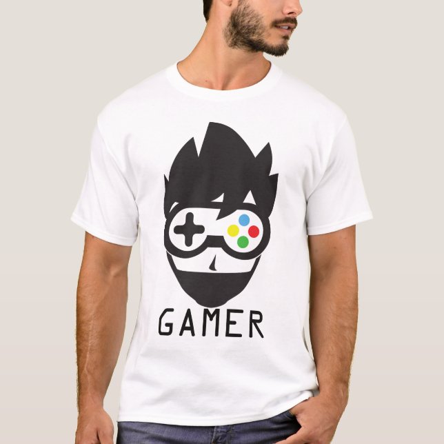 Camiseta Funny Gamer Face with Joystick Eyes Gaming Tee Fun (Anverso)