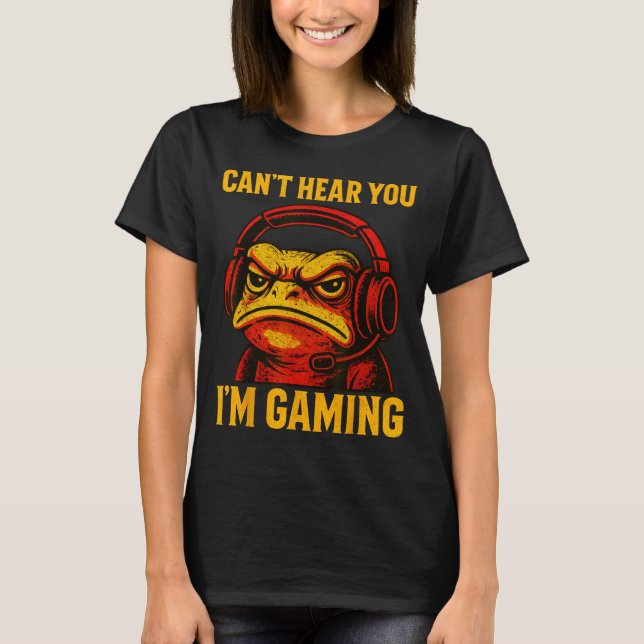 Camiseta Funny Gamer Frog Men Women Boys Can't Hear You Vid (Anverso)