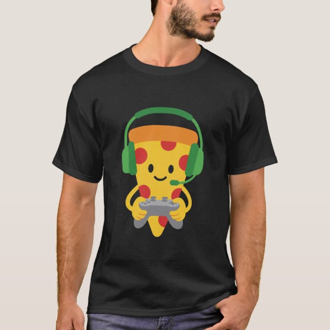 Camiseta Funny Gamer Pizza Gaming Video Game Enthusiast Boy (Anverso)