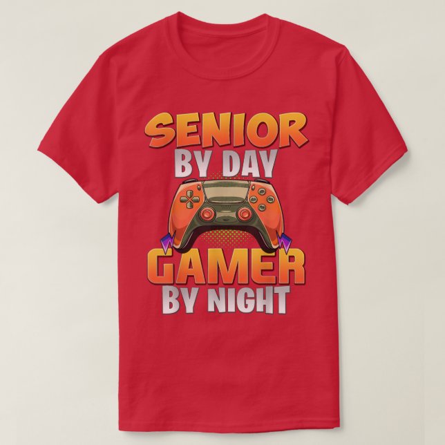 Camiseta Funny Gamer Students Gaming HS Senior By Day Gamer (Diseño del anverso)