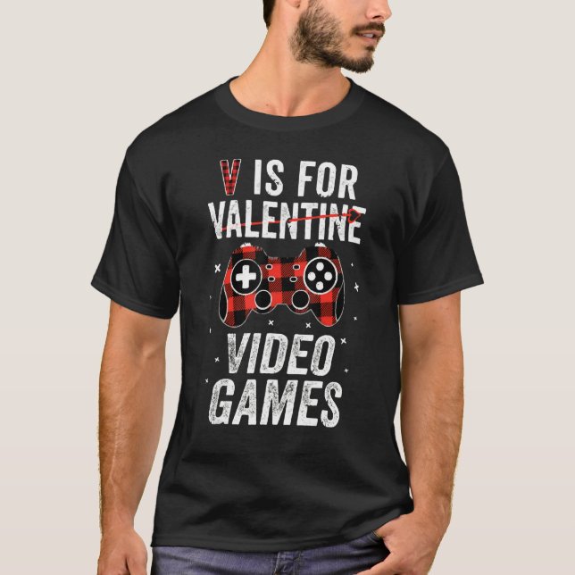 Camiseta Funny Gamer Valentines Day Boys Shirts V-is for Vi (Anverso)