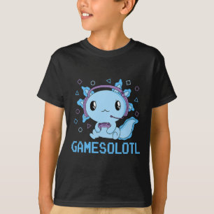 Camiseta Funny Gamesolotl Anime Kawaii Gaming Axolotl Video