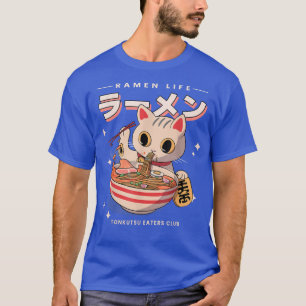 Camiseta Funny Gato de anime Japonés Ramen Noodles Manga Ka