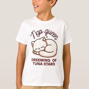 Camiseta Funny gato Kawaii Nap Queen T-Shirt