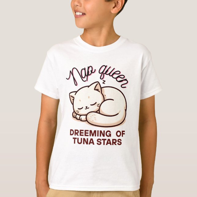 Camiseta Funny gato Kawaii Nap Queen T-Shirt (Anverso)