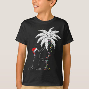 Camiseta Funny Gato Negro Santa Hat Navidades Hawái En Ju