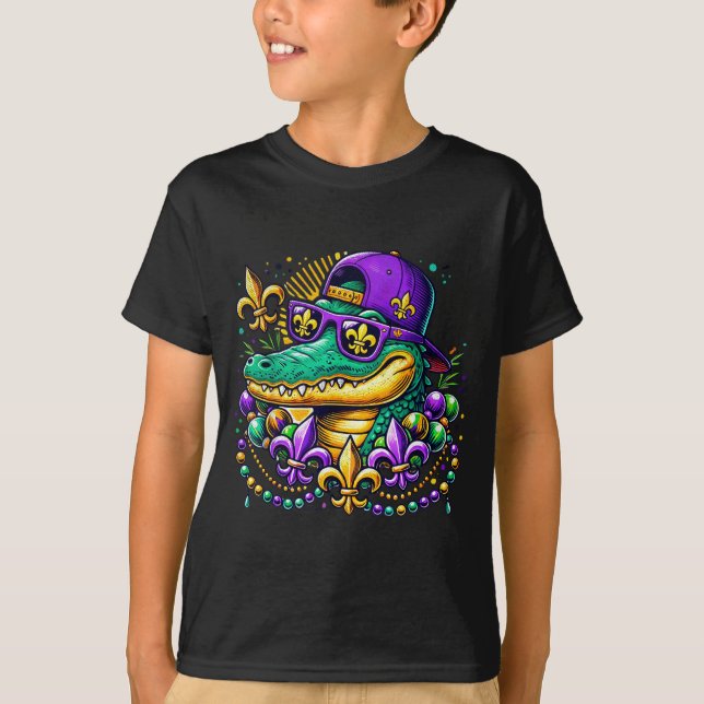 Camiseta Funny Gator Mardi Gras  (Anverso)