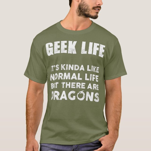 Camiseta Funny Geek Life Dungeon Dragons Dice Gaming (Anverso)