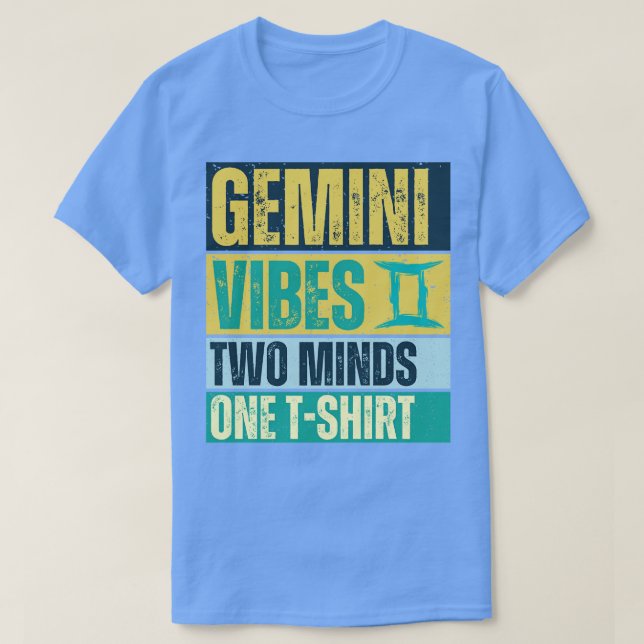 Camiseta Funny Gemini Zodiac Rótulo Gemini Vibes dos mentes (Diseño del anverso)