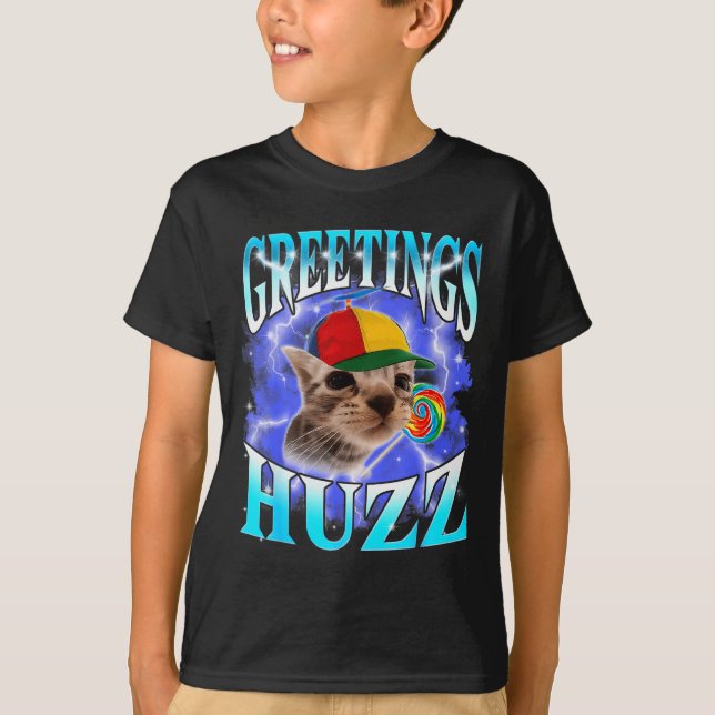 Camiseta Funny Gen Z Gen Alpha Slang Cat Meme Greetings Huz (Anverso)