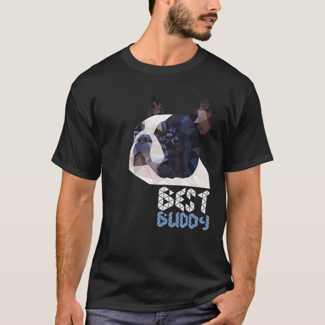 Camiseta Funny Geometric Bulldog francés Head Frenchie Bull (Anverso)