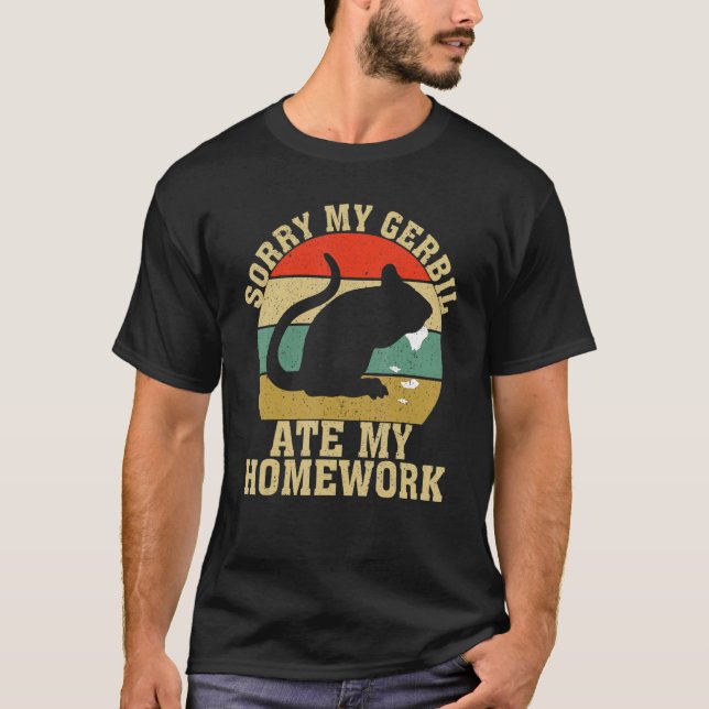 Camiseta Funny Gerbil Owner School My Gerbil Ate My Homewor (Anverso)