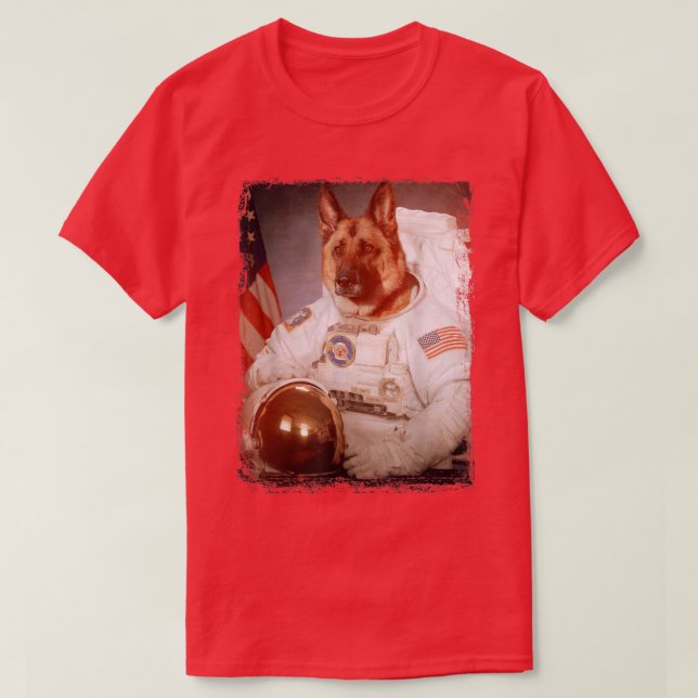 Camiseta Funny German Shepherd Astronaut Space Mission Astr (Diseño del anverso)
