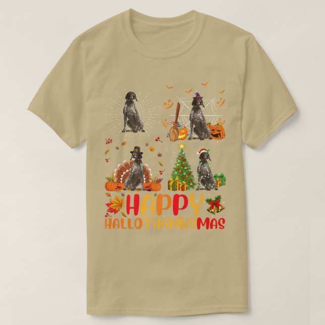 Camiseta Funny German Shorthaired Pointer Dog Happy Halloth (Diseño del anverso)