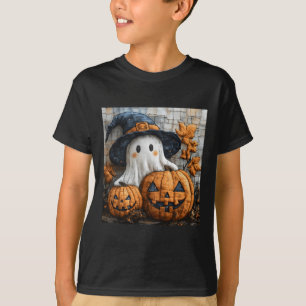 Camiseta Funny Ghost Calabaza Cuidada Halloween Patchwork A