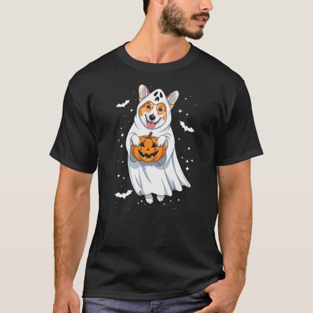 Camiseta Funny Ghost Corgi Lovers Spooky Halloween Costume  (Anverso)