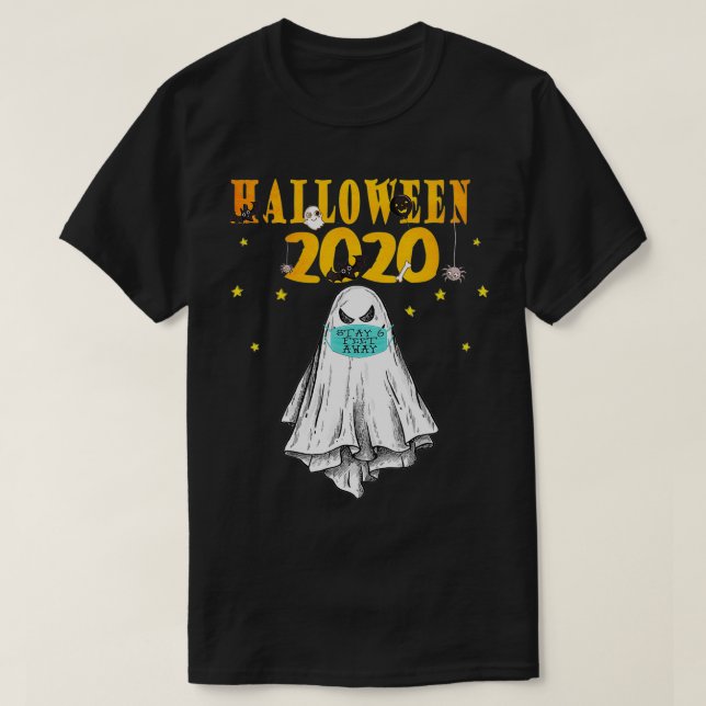 Camiseta Funny Ghost Face Mask Stay 6 pies Cuarentena Hallo (Diseño del anverso)