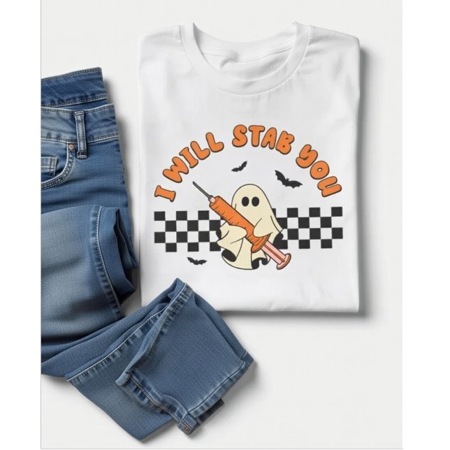 Camiseta Funny Ghost Nurse I Will Stab You Halloween (Subido por el creador)