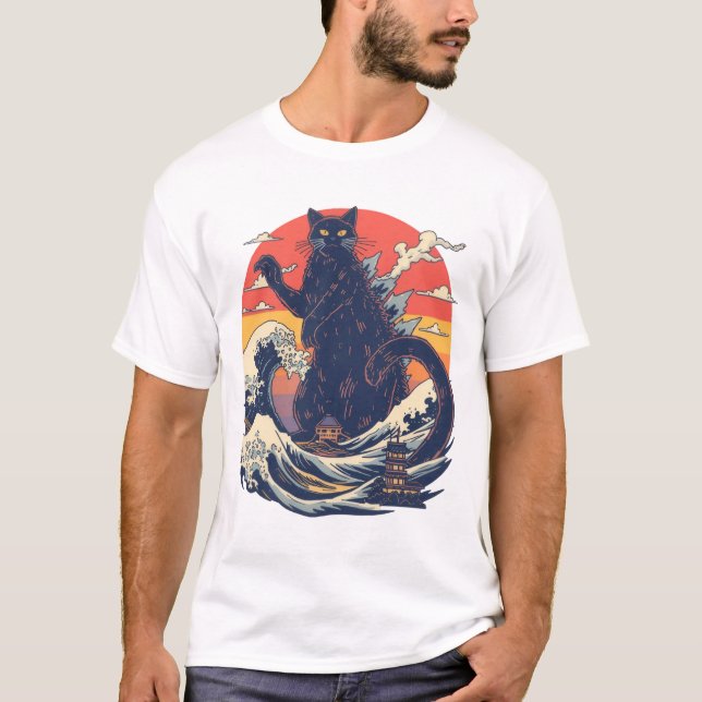 Camiseta Funny Giant Cat Catzilla Shirt (Anverso)