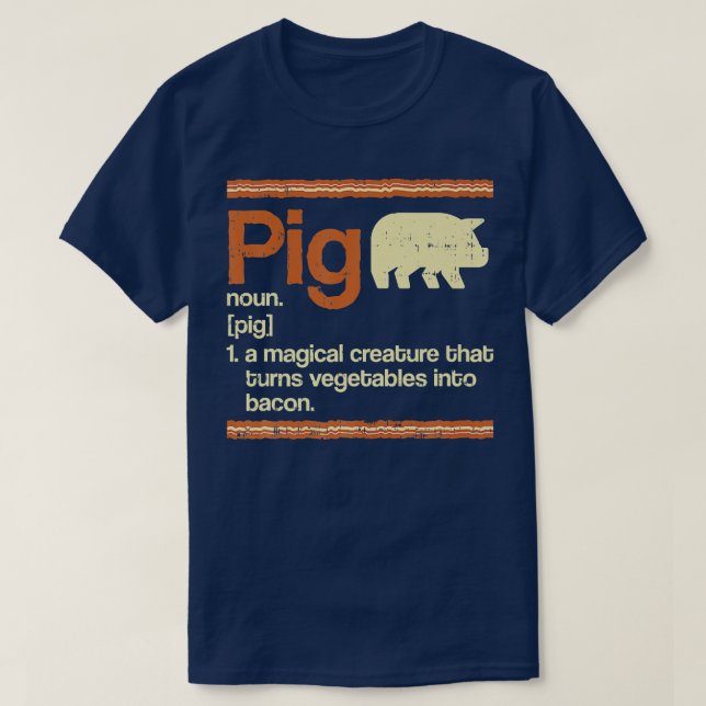 Camiseta Funny Gift Bacon and Pig Definition Premium  (Diseño del anverso)