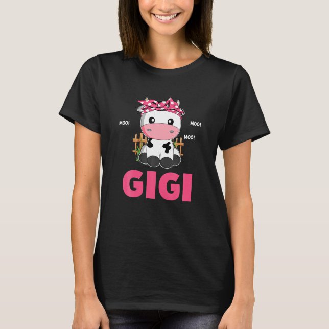 Camiseta Funny Gigi Cow Cute Farmer Cumpleaños Matanza F (Anverso)