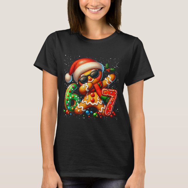 Camiseta Funny Gingerbread Dabbing Six Seven 67 Meme Christ (Anverso)