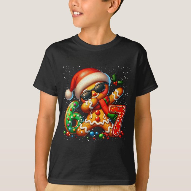 Camiseta Funny Gingerbread Dabbing Six Seven 67 Meme Christ (Anverso)