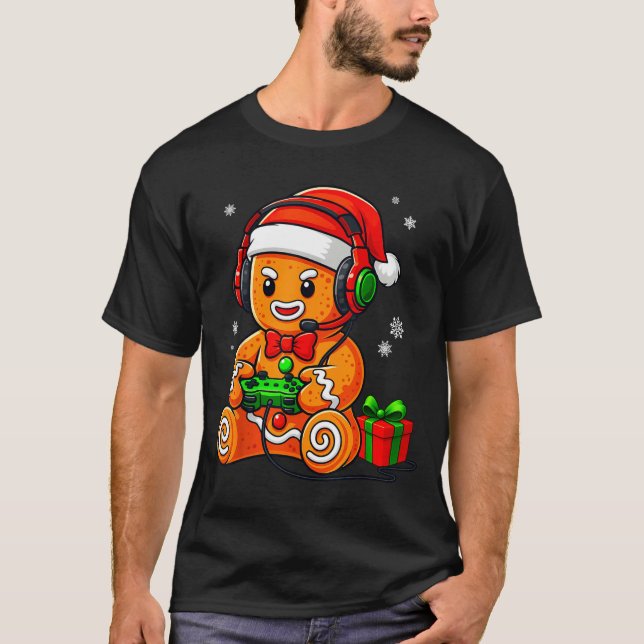 Camiseta Funny Gingerbread Gaming Pjs Pajamas Christmas Xma (Anverso)