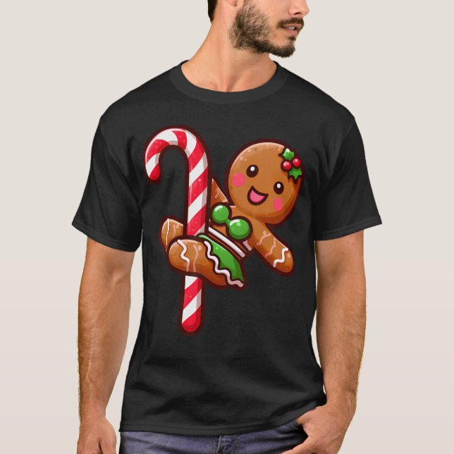 Camiseta Funny Gingerbread Girl Candy Cane Dancer Christmas (Anverso)