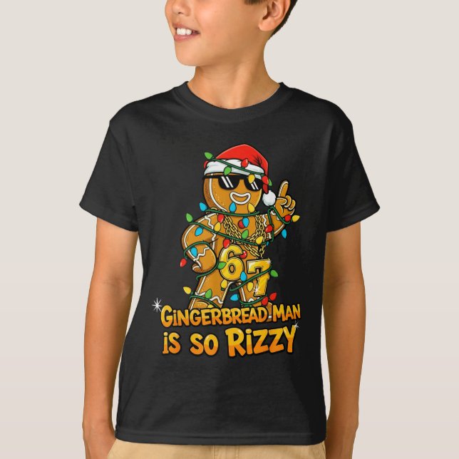 Camiseta Funny Gingerbread Man Is So Rizzy Christmas Meme 6 (Anverso)