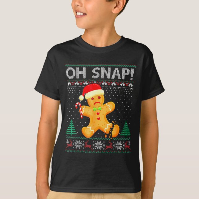 Camiseta Funny Gingerbread Man Oh Snap Christmas Ugly Xmas  (Anverso)