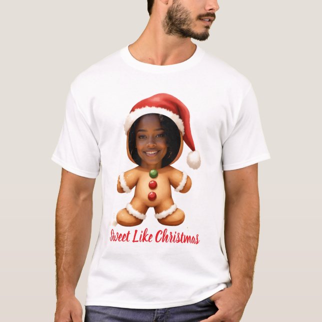 Camiseta Funny Gingerbread Man Your Photo Christmas (Anverso)