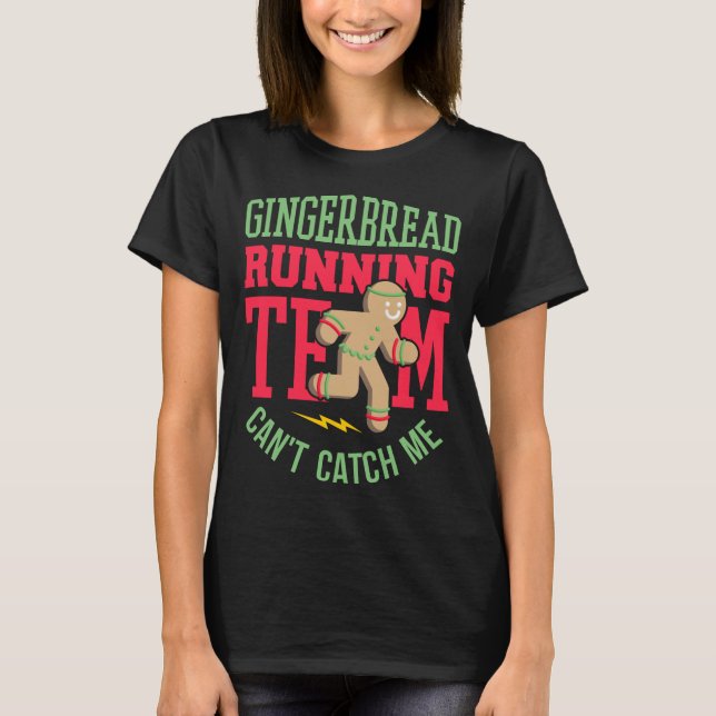 Camiseta Funny Gingerbread Running Team Navidades (Anverso)