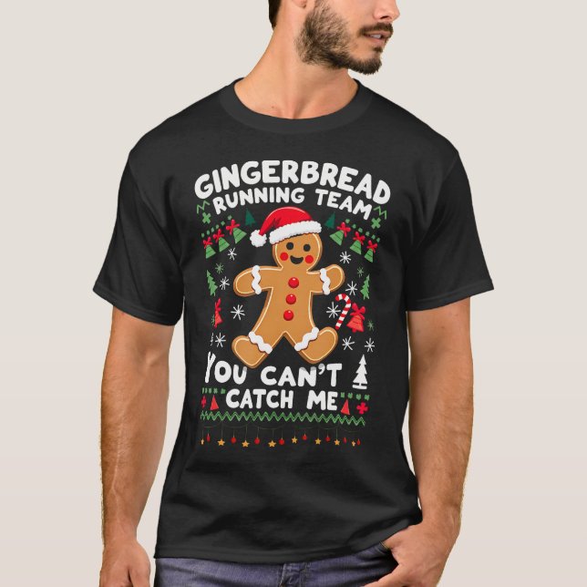 Camiseta Funny Gingerbread Running Team Ugly Navidades (Anverso)