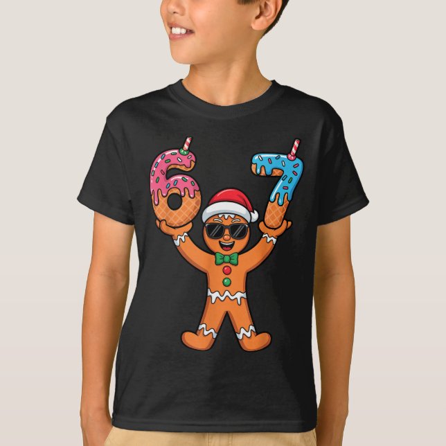 Camiseta Funny Gingerbread Six Seven Meme Christmas Brainro (Anverso)
