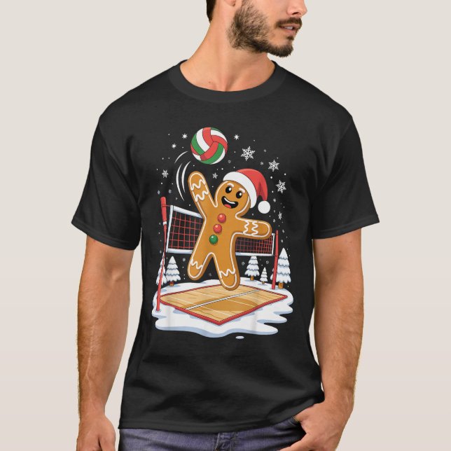 Camiseta Funny Gingerbread Volleyball Player Christmas  (Anverso)