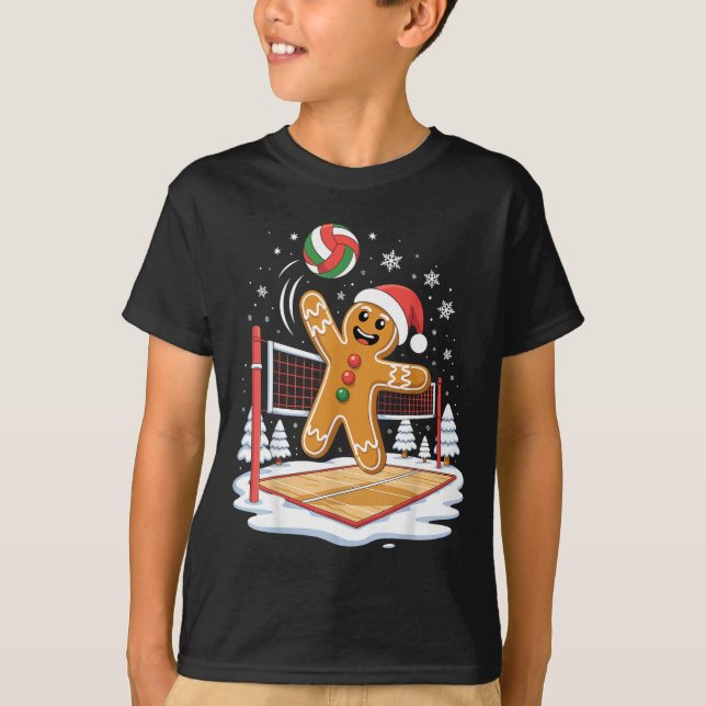 Camiseta Funny Gingerbread Volleyball Player Christmas  (Anverso)