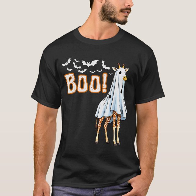 Camiseta Funny Giraffe Ghost Boo Shirt Cute Animal Hallowee (Anverso)