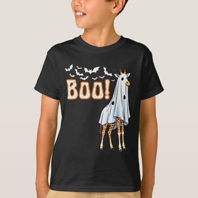 Camiseta Funny Giraffe Ghost Boo Shirt Cute Animal Hallowee (Anverso)