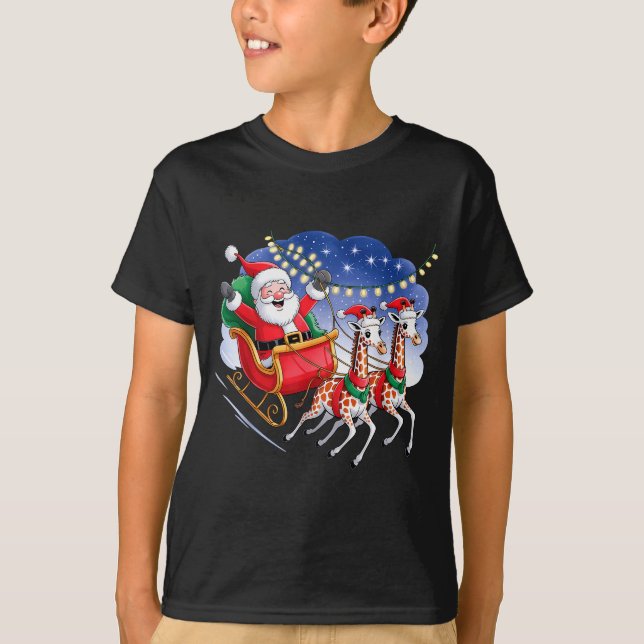 Camiseta Funny Giraffe Lover Xmas Giraffe Santa Christmas S (Anverso)