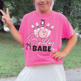 Camiseta Funny Girls BOWling Birthday BABE Pink Bows Party