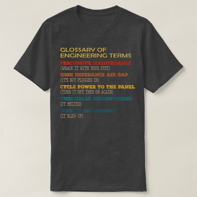 Camiseta Funny Glossary of Engineering Terms Classic Costum (Diseño del anverso)
