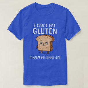 Camiseta Funny Gluten Free "My Tummy Hurts" Triste Pan