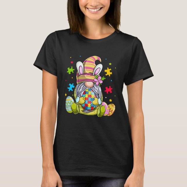 Camiseta Funny Gnome Autism Awareness Happy Easter Day Bunn (Anverso)
