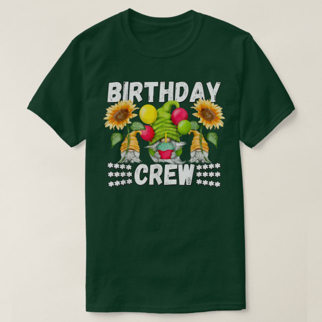 Camiseta Funny Gnome Birthday Crew Yellow Sunflower Birthda (Diseño del anverso)