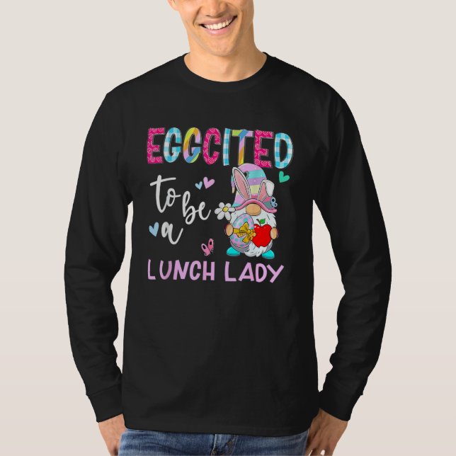 Camiseta Funny Gnome Eggocitado Como La Dama Del Almuerzo B (Anverso)