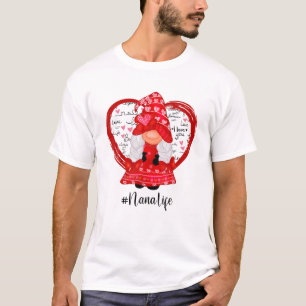 Camiseta Funny Gnome Heart Nana Life Valentines Day Family