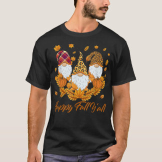 Camiseta funny Gnomes Happy Fall Yall Gnome Leopard Pumpkin