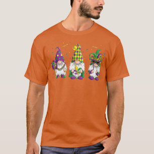 Camiseta Funny Gnomes Jester Beads & Mask Mardi Gras Gnomes